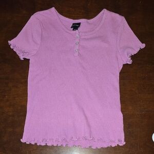 Charming Pink Kids Tee with Ruffled Edges